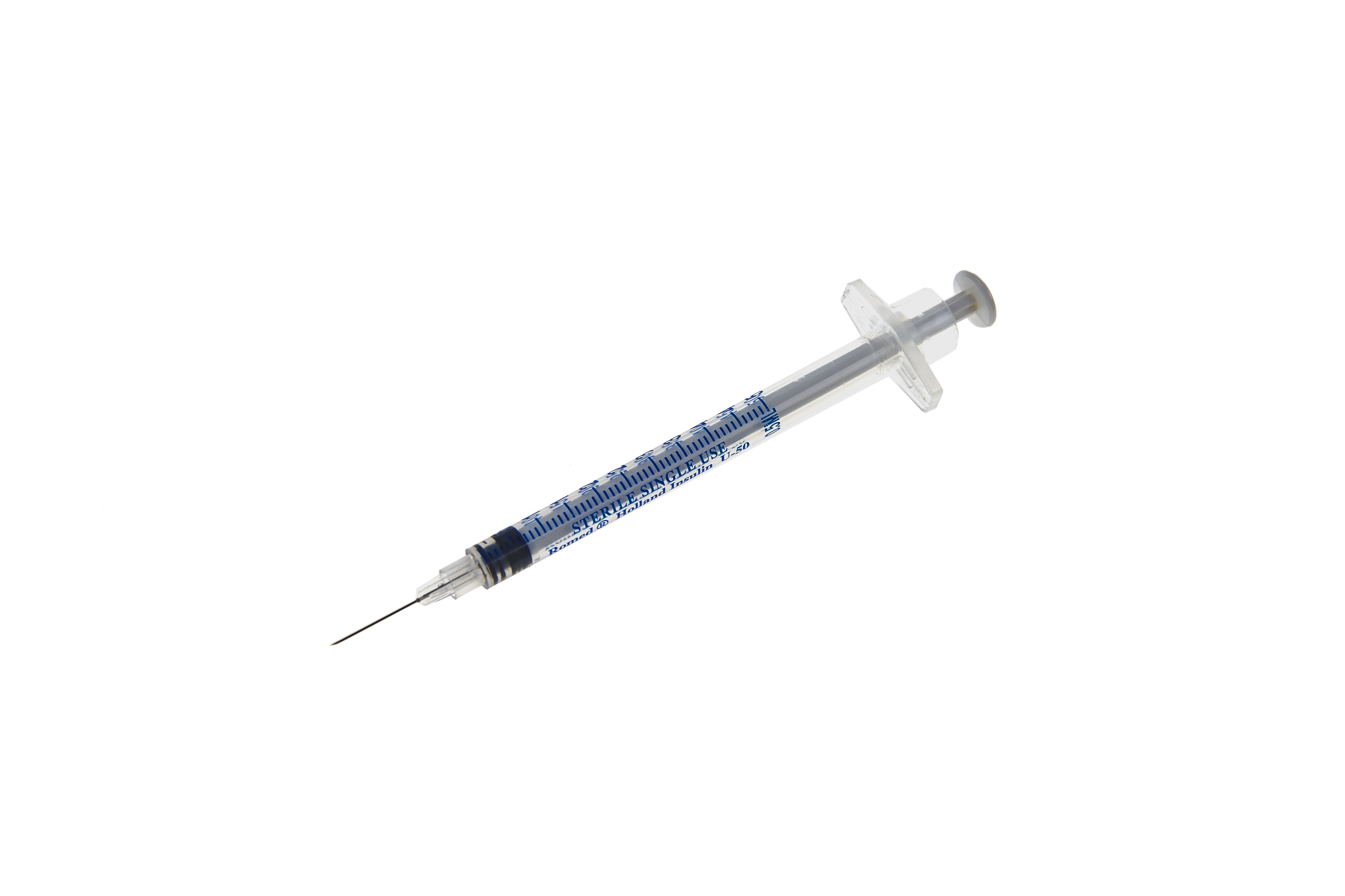 3IS-0.5ML-50U Seringas de insulina Romed 0,5 ml com agulha integrada, 50 un., estéreis, 100 un. em caixa interna, 32 x 100 un. = 3200 un. por caixa de envio.